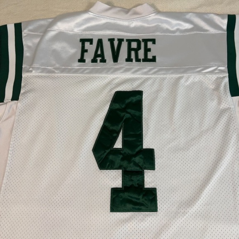 New York Jets Brett Favre #4 Jersey Mens Size XXL‎ white NFL Reebok Stitched